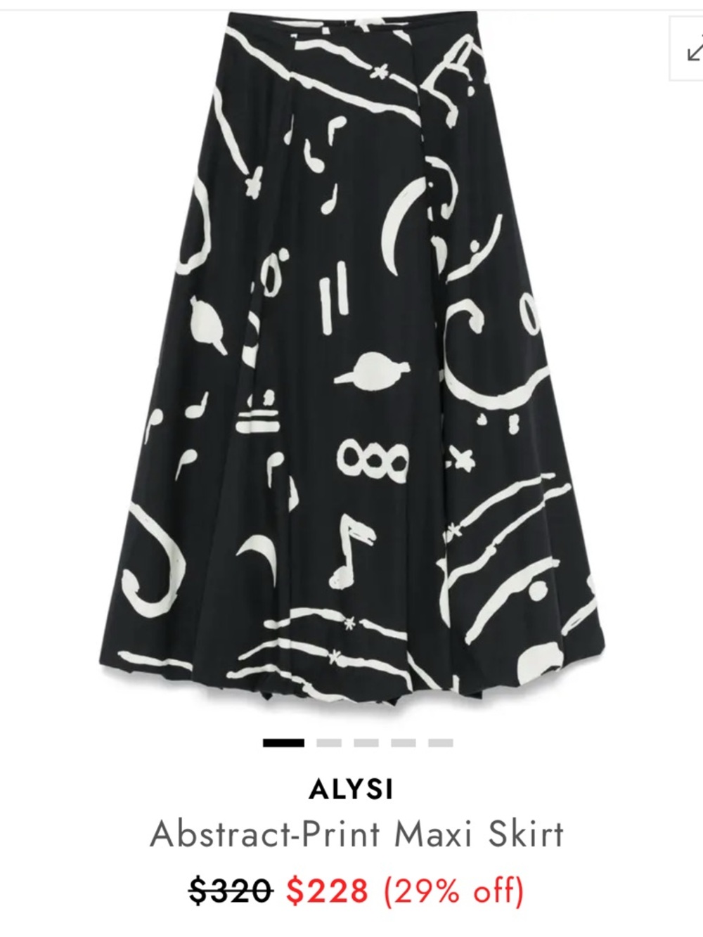 Black, Red & White Abstract-Print Maxi Skirt
